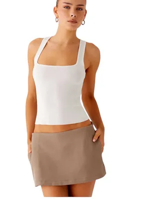 NWT Peppermayo Mirna Micro Skort Low Rise Skort in Taupe Marle Size 6 thumbnail 2