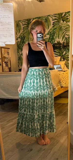 Skies Are Blue green floral maxi skirt S thumbnail 1