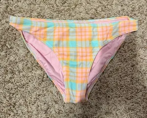 Billabong Pastel Plaid Bikini Bottoms - Pink, Yellow, Mint thumbnail 1