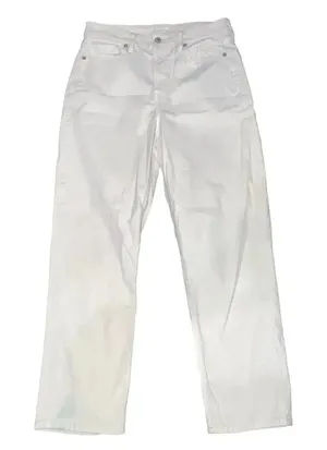 American Eagle Women's Cream/Ivory High Rise Mom Straight‎ Jeans Size 10 thumbnail 1