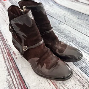 I.N.K. Shoes Vintage Brown Leather and Suede Western Style Booties​ thumbnail 3