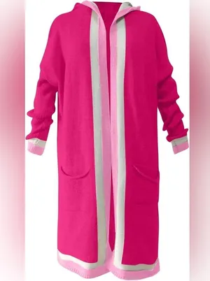 Vibrant Color Block Knit Long Cardigan - Soft & Oversized Size XL thumbnail 8