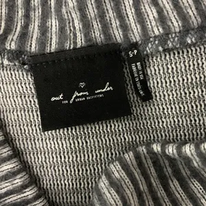 Out From Under Striped Mock Neck‎ Long Sleeve Pullover Top Gray White Small thumbnail 4