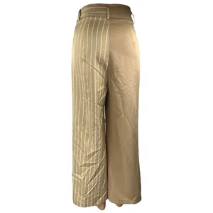 PrettyLittleThing Tan Khaki Beige Striped Patchwork Trouser Dress Pants Size 2 thumbnail 3