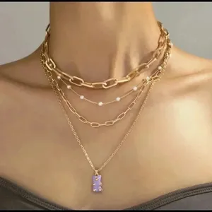 🆕Stitching Necklace Fashion Purple Bear Multi thumbnail 1