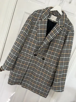 A New Day Houndstooth Plaid Coat L Double Breasted Preppy Academia Chic Blazer thumbnail 2