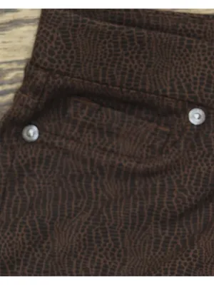 DG2 by Diane Gilman Ponte Mini Flare Skinny Pull On Pants Brown Snake Print XS thumbnail 4