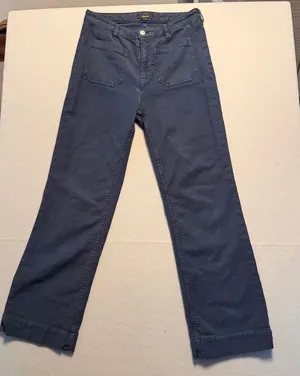 Quince Stretch Knit Wide Leg Pants Deep Navy Blue High Rise Women Size 8 thumbnail 1