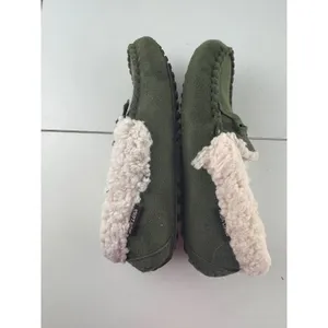 MUK LUKS Jaylah Size 7 Olive Green‎ Faux Suede Sherpa Lined Moccasin Slippers thumbnail 6
