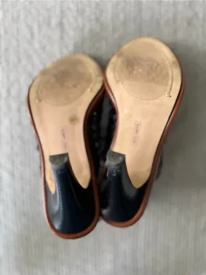 Vince Camuto Black and Brown Woven Slingback Heels thumbnail 7