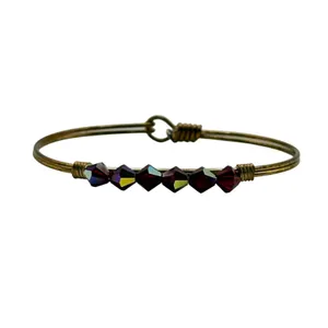 Luca +‎ Danni Bangle Bracelet Brass Green Faceted Glass Bead Stackable L+S USA thumbnail 9