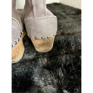 VOLLSJO SUEDE LEATHER WOODEN heel studded booties boots 39 8.5 thumbnail 4