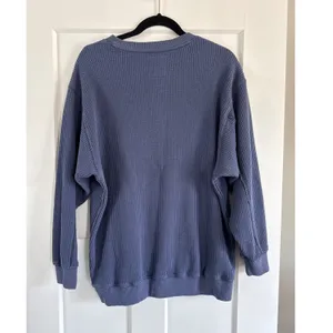 Aerie Blue Waffle Knit Crewneck Thermal Oversized Sweatshirt Medium thumbnail 4
