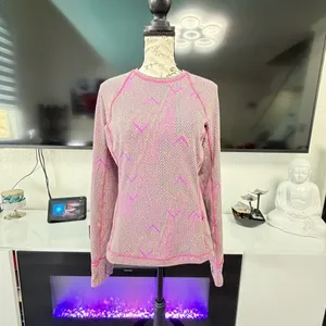 Lululemon Swiftly Tech Long Sleeve Crew Shirt Chevron Knit Purple Yellow Size 6 thumbnail 5