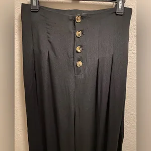 Lulu's Stroll on Over Black Button-Front Wide Leg Pants Size M thumbnail 7