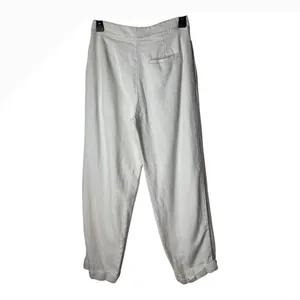 Oak + Fort Pants Women 4‎ Ivory Linen Blend Pleated Crossover High Waist Preppy thumbnail 2