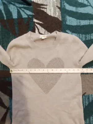 J Crew Cashmere Crewneck Sweater With Lurex Metallic Heart Neutral Fitted Small thumbnail 8