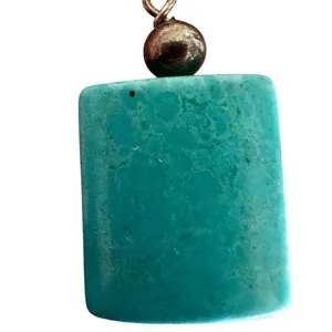 Silver tone turquoise pendant necklace Blue thumbnail 4