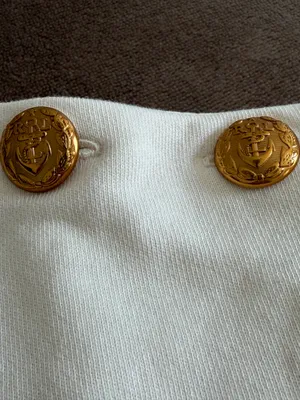 Lauren Ralph Lauren Women’s White Sweater Gold Button Beaded Logo NWT XS thumbnail 3