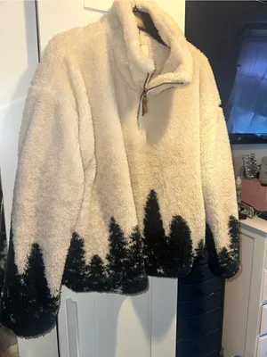 NWOT THREAD & SUPPLY
Forest Pattern Quarter Zip Pullover In Ivory/Black $78 MSRP Black Size L thumbnail 2
