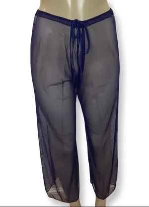 Zuliana Mesh Waist Tie Crop Beach Pants NWT thumbnail 1