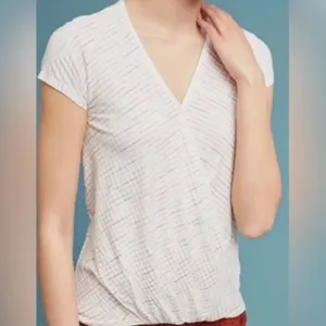 Maeve from Anthropologie White and Rainbow Striped Shirt Size Small. thumbnail 2
