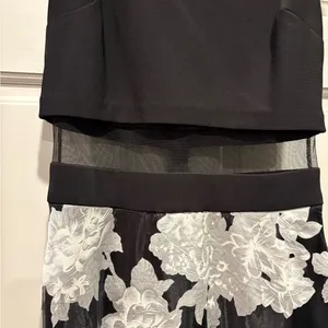 Betsy & Adam Black and White Formal Gown thumbnail 3