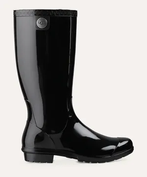 UGG Shaye Gloss Tall Rain Boots Black Waterproof Rubber Boot Size 8 thumbnail 1