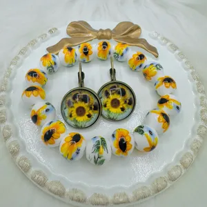 The Sunflower Bracelet & Earring Duo Bundle White thumbnail 1