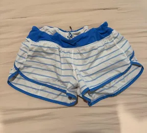 Blue and white striped Lululemon hotty hot shorts thumbnail 1