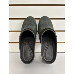 CROCS Dual Comfort Clog Slide Blue Brown Floral Womens Size 7 Heels Comfort Boho thumbnail 3