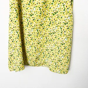 [LOFT] Yellow Floral Print Linen Blend High Waist Side Slit Midi Skirt Size 14 thumbnail 7