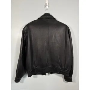 Vintage 90s Black Genuine Leather Bomber Jacket Oversized Mens XL thumbnail 7