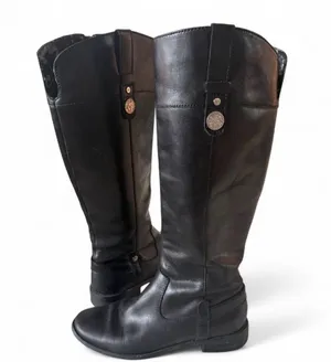 Anne Klein Black Leather Riding Boots Size 6M thumbnail 1
