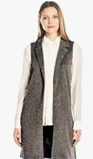 NEW LOOK Birdseye Sleeveless Coat Check Duster US 10 Preppy Mod Equestrian thumbnail 1
