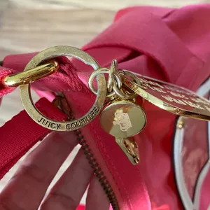 Satin pink shoulder gold chain Transparent Pocket In Front S -NWT thumbnail 13