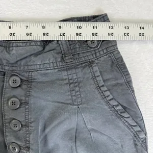American Eagle Gray Lyocell High Rise Pleated‎ Tapered Button Fly Pants Size 0 thumbnail 4