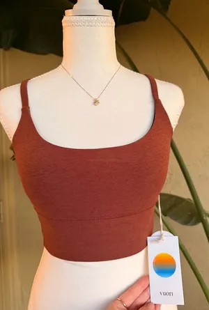 Vuori Women's Crossback Bralette in Rust thumbnail 1