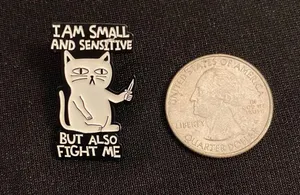 Fierce Kitty takes on all comers | Enamel pin says “Don’t mess with me” 3FER thumbnail 2