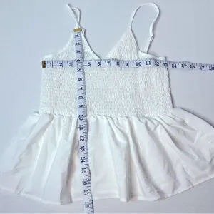 Women’s White Camisole Ruffle Hem Spaghetti Strap Stretchy Tank Top Size M New! thumbnail 7