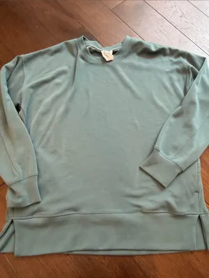 Sage Collective Scuba Cozy Crewneck Sweatshirt Green in Medium - C10-037 thumbnail 5