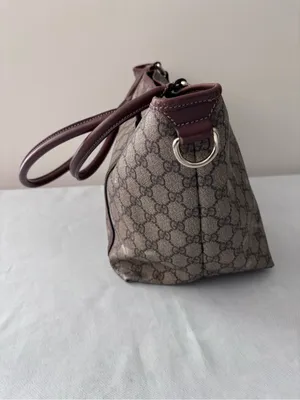 Authentic Gucci GG Supreme Monogram Coated Canvas Brown Leather Large Tote Bag thumbnail 3