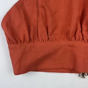 Meshki Women’s Linen Halter Top Crop Rust Orange Small Tie Back Adjustable New thumbnail 5