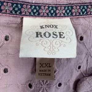 Knox Rose Women's XXL Lavender Eyelet Ruffle Button Front Blouse Top Puff Sleeve thumbnail 4