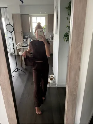 SHEIN Women's Dark Brown Short-Sleeve Jumpsuit Two Piece (Size Small) thumbnail 4