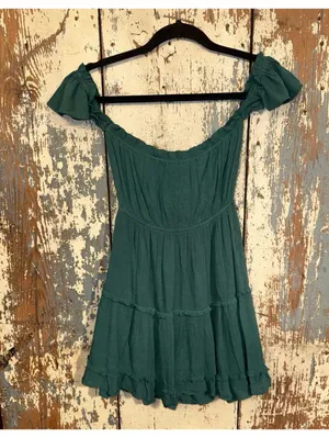Sage the Label Small green off-shoulder tiered mini dress thumbnail 7