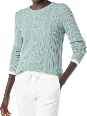 Amazon Essentials Cotton Cableknit Crewneck Sweater Ribbed Fisherman Style XXL thumbnail 7