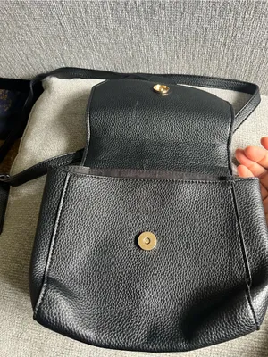 Black Shoulder Bag with Gold Buckle Accent thumbnail 2