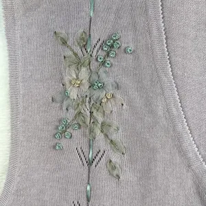 VTG Koret Sz L Knit Sweater Vest Embroidered Floral Cottagecore‎ Granny 90s thumbnail 5