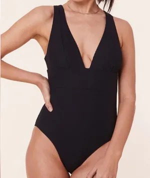 Andie Swim The Mykonos Rib One Piece LT Swimsuit‎ Black size XS Tall NWT thumbnail 1